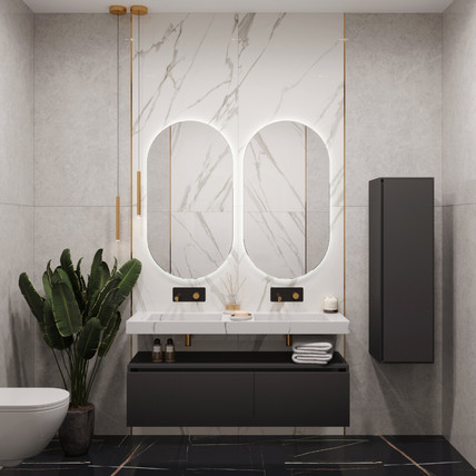 Тумба с двойной раковиной Flat Calacatta 140 AR графит