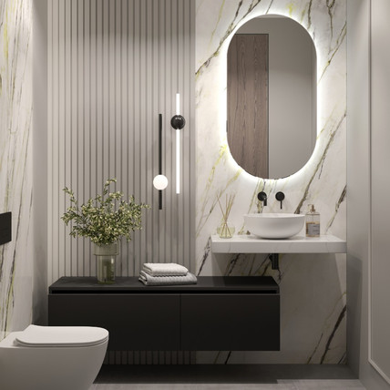 Тумба с накладной раковиной Flat Calacatta 160 AR графит