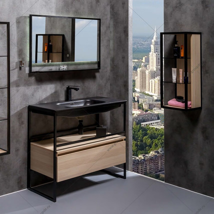Тумба с чёрной раковиной LOFT AR 120 дуб