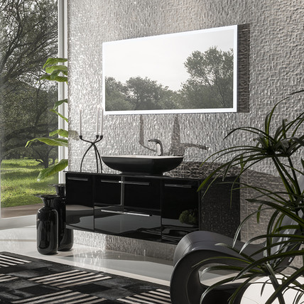 Тумба с раковиной Flat AR 125 чёрная (32 цвета)