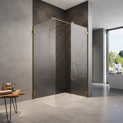 Ограждение для душа walk-in Essenza pro III 8 RW 50x70 прозрачное/золото