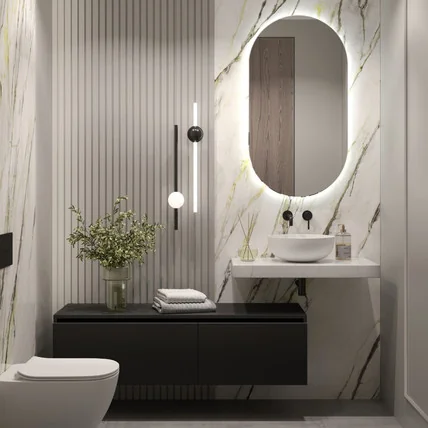 Комплект мебели с накладной раковиной Flat Calacatta 160 AR графит