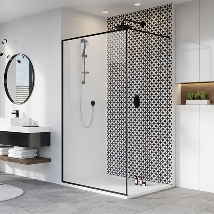 Ограждение для душа walk-in Modo new II Frame RW 65 прозрачное/чёрный